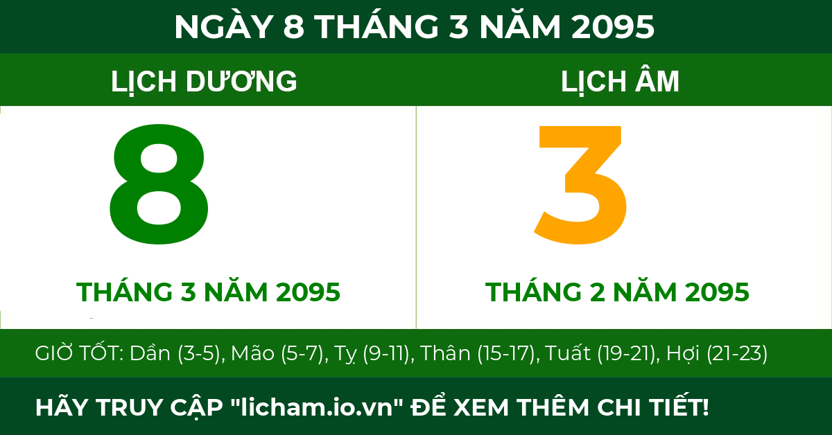 lịch âm ngày 8 tháng 3 năm 2095