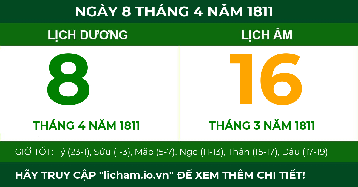 lịch âm ngày 8 tháng 4 năm 1811