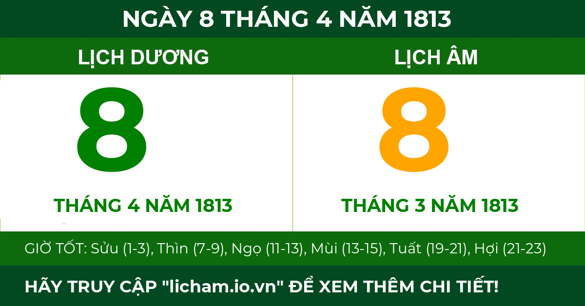 lịch âm ngày 8 tháng 4 năm 1813