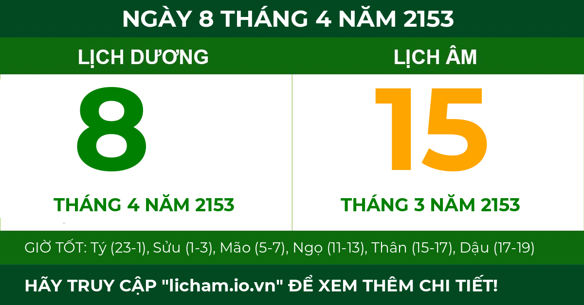 lịch âm ngày 8 tháng 4 năm 2153