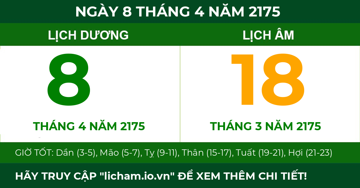 lịch âm ngày 8 tháng 4 năm 2175