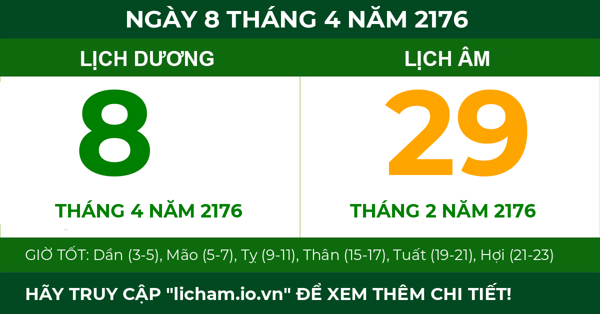 lịch âm ngày 8 tháng 4 năm 2176