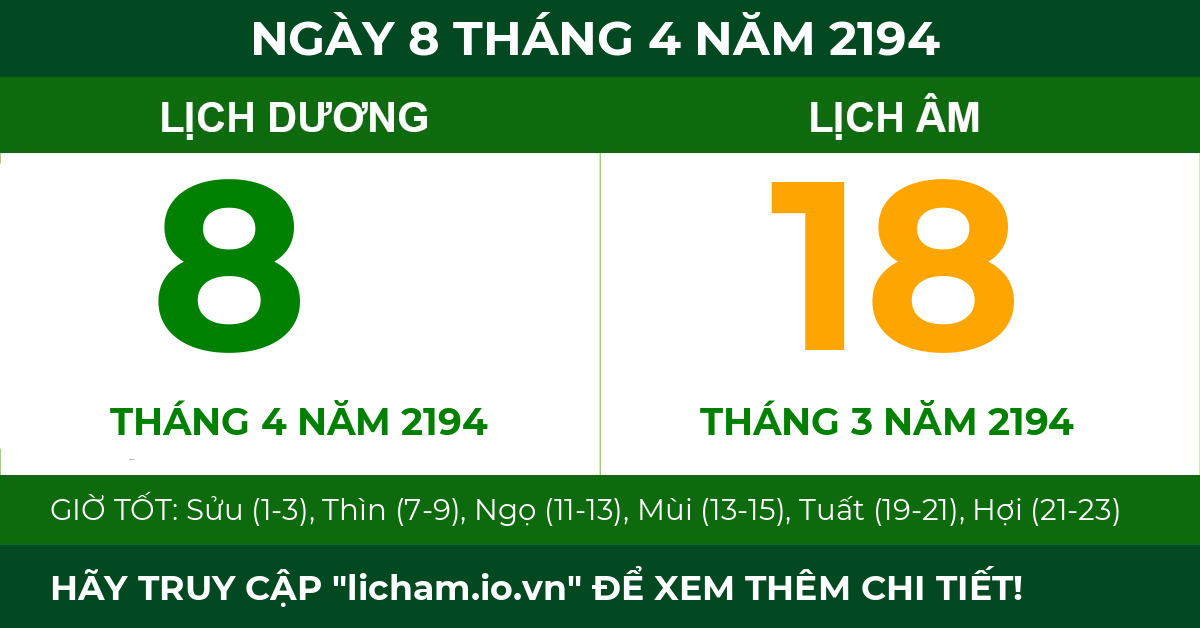 lịch âm ngày 8 tháng 4 năm 2194