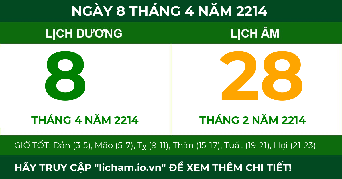 lịch âm ngày 8 tháng 4 năm 2214