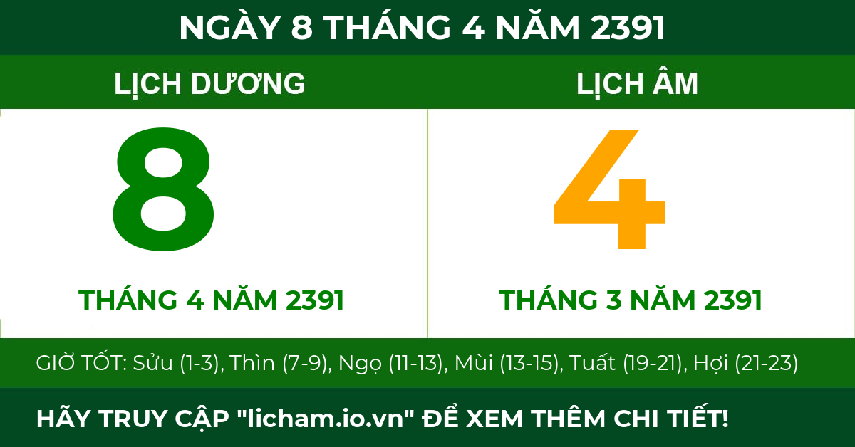 lịch âm ngày 8 tháng 4 năm 2391