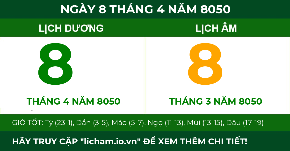 lịch âm ngày 8 tháng 4 năm 8050