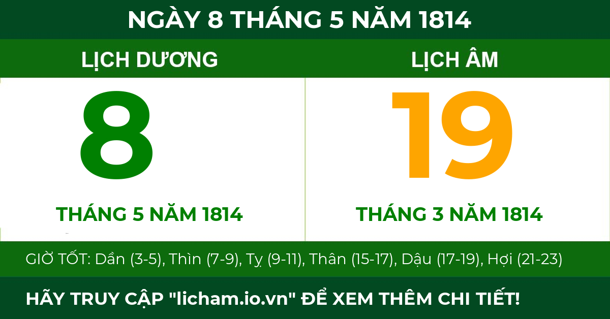 lịch âm ngày 8 tháng 5 năm 1814