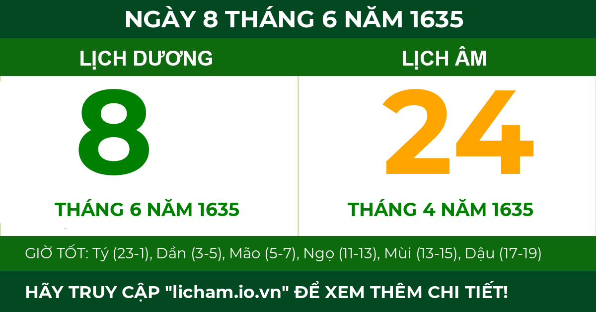 lịch âm ngày 8 tháng 6 năm 1635
