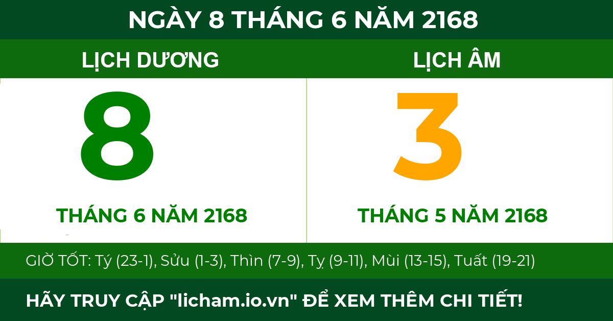 lịch âm ngày 8 tháng 6 năm 2168