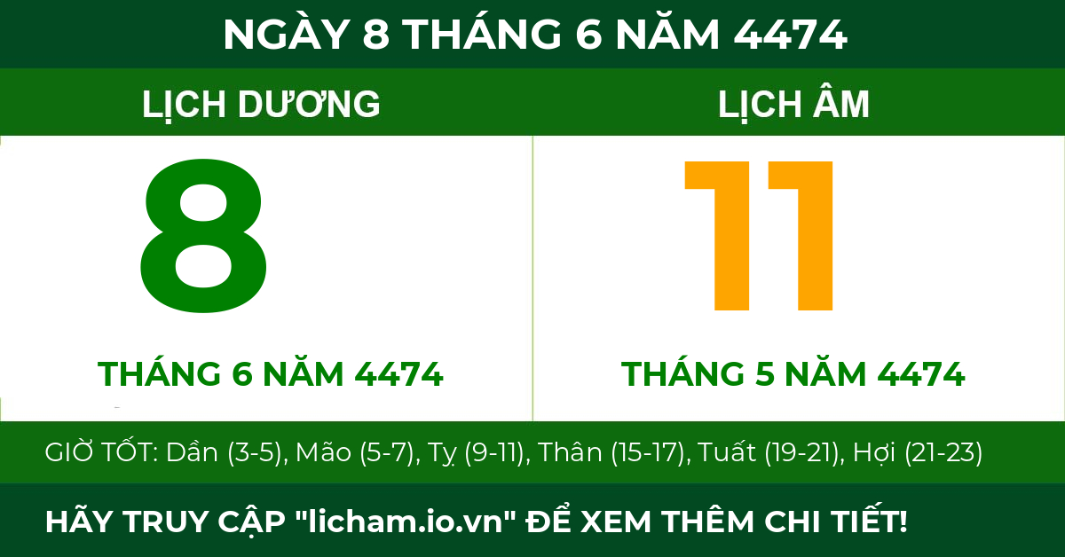 lịch âm ngày 8 tháng 6 năm 4474
