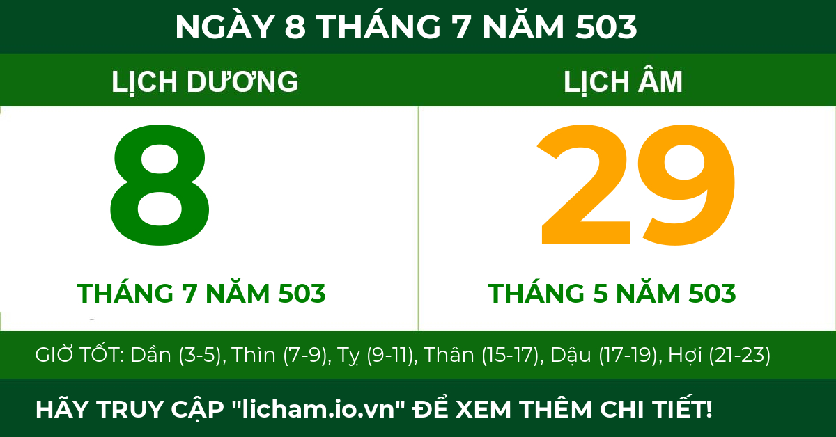lịch âm ngày 8 tháng 7 năm 503