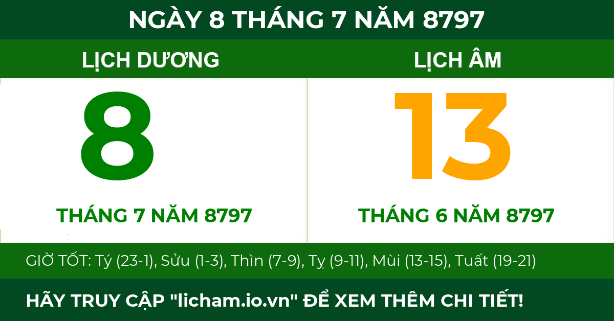 lịch âm ngày 8 tháng 7 năm 8797