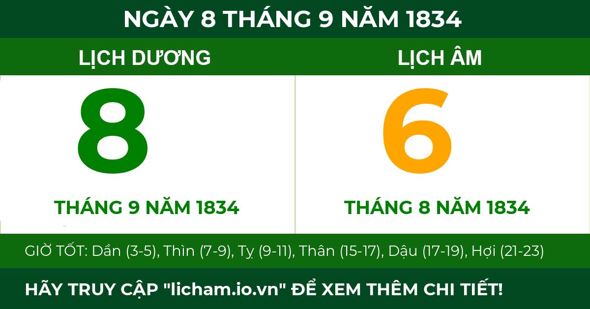 lịch âm ngày 8 tháng 9 năm 1834