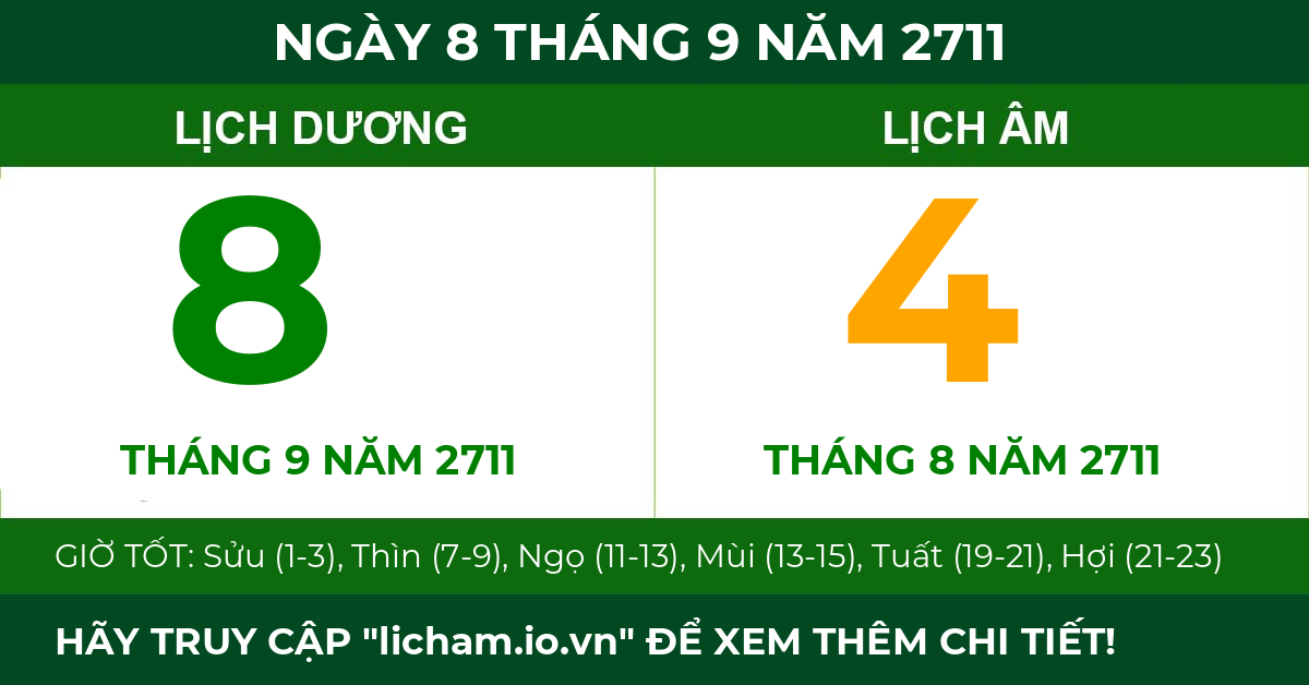 lịch âm ngày 8 tháng 9 năm 2711