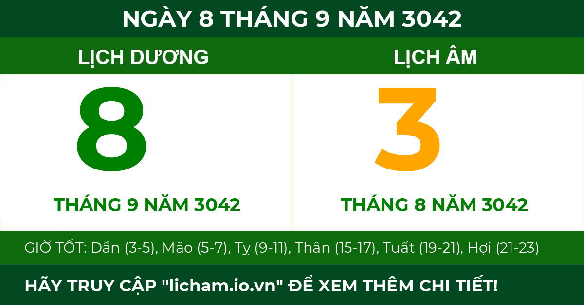 lịch âm ngày 8 tháng 9 năm 3042