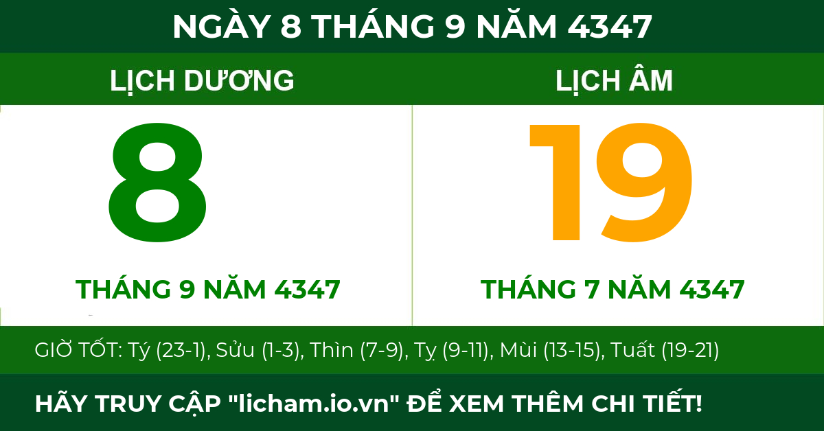 lịch âm ngày 8 tháng 9 năm 4347