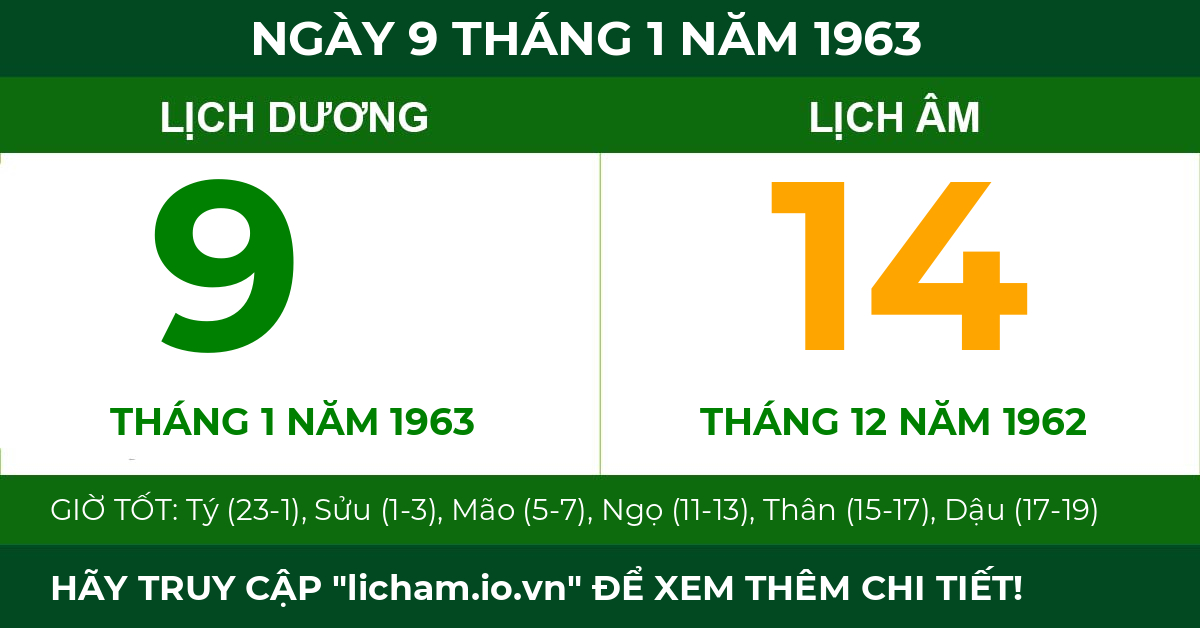 lịch âm ngày 9 tháng 1 năm 1963