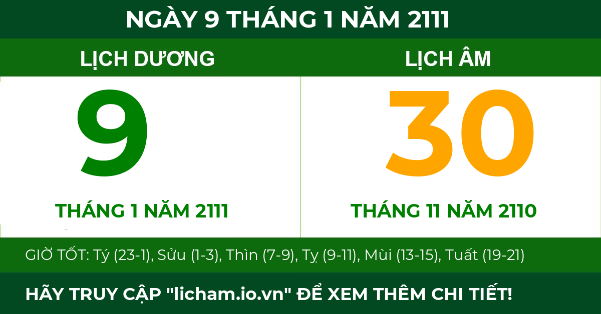 lịch âm ngày 9 tháng 1 năm 2111