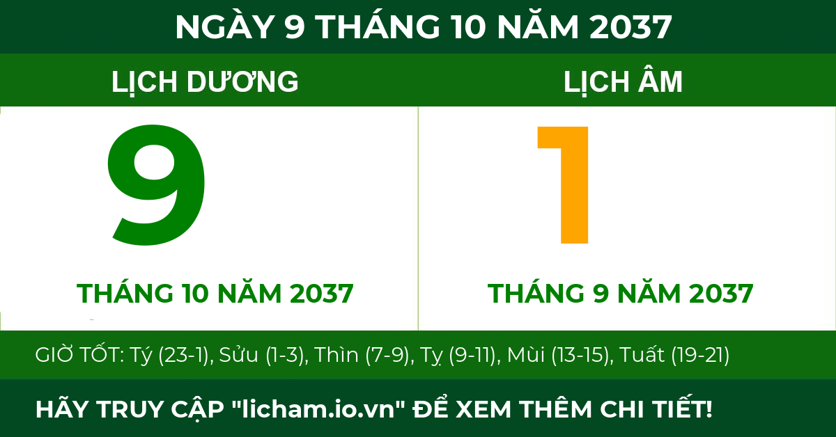 lịch âm ngày 9 tháng 10 năm 2037