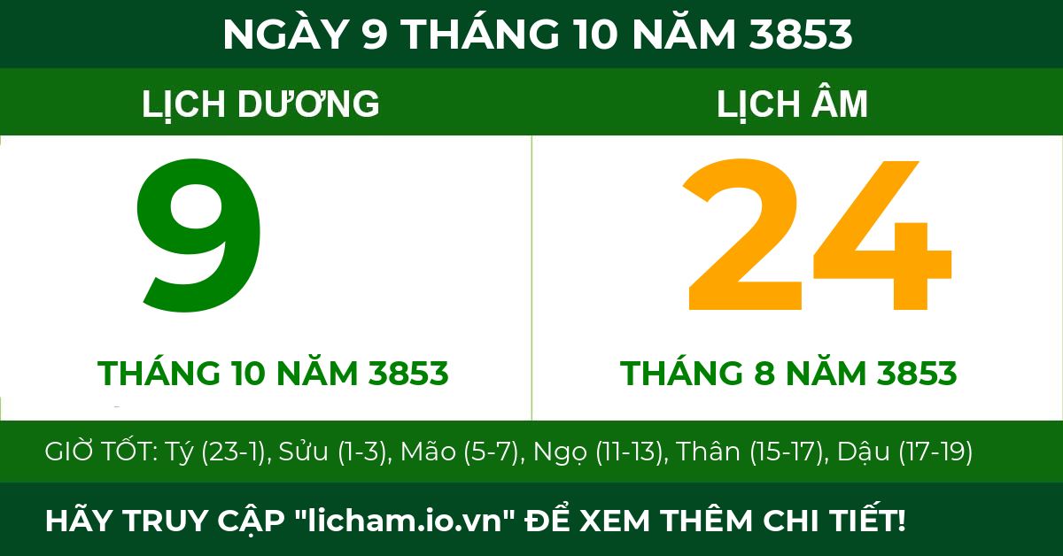 lịch âm ngày 9 tháng 10 năm 3853