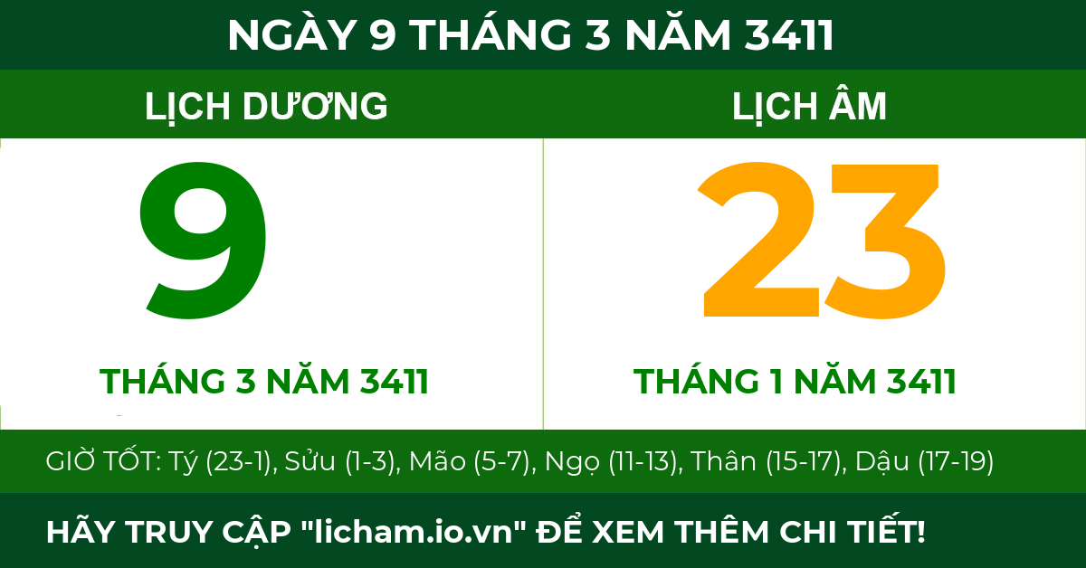 lịch âm ngày 9 tháng 3 năm 3411