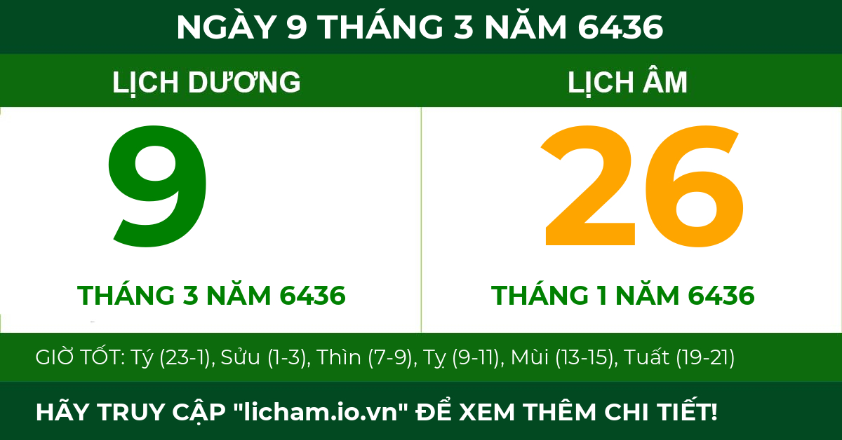 lịch âm ngày 9 tháng 3 năm 6436