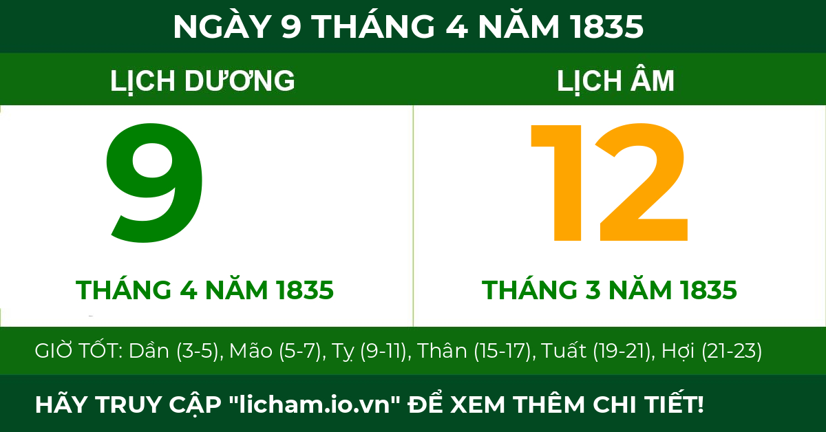 lịch âm ngày 9 tháng 4 năm 1835