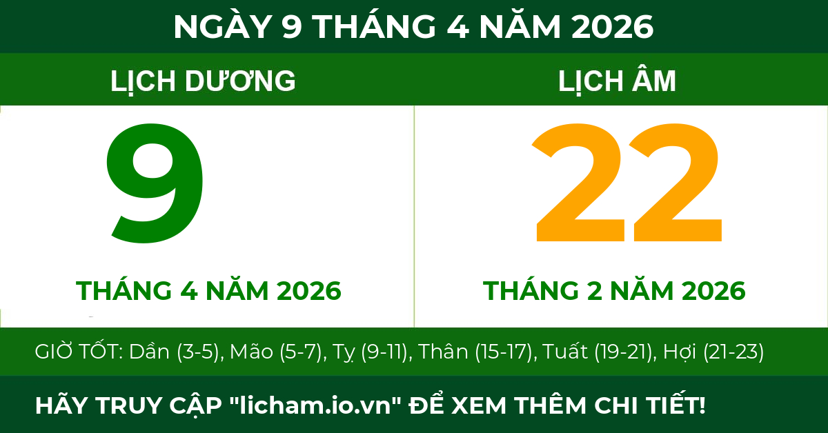 lịch âm ngày 9 tháng 4 năm 2026
