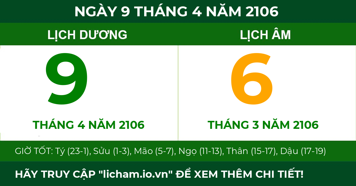 lịch âm ngày 9 tháng 4 năm 2106