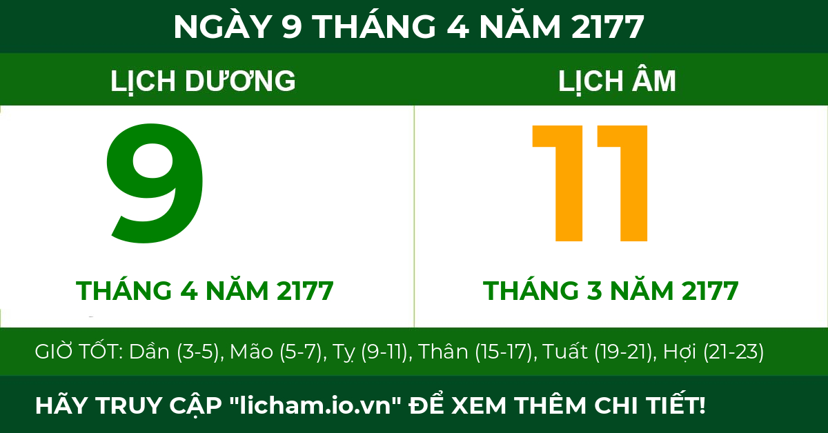 lịch âm ngày 9 tháng 4 năm 2177