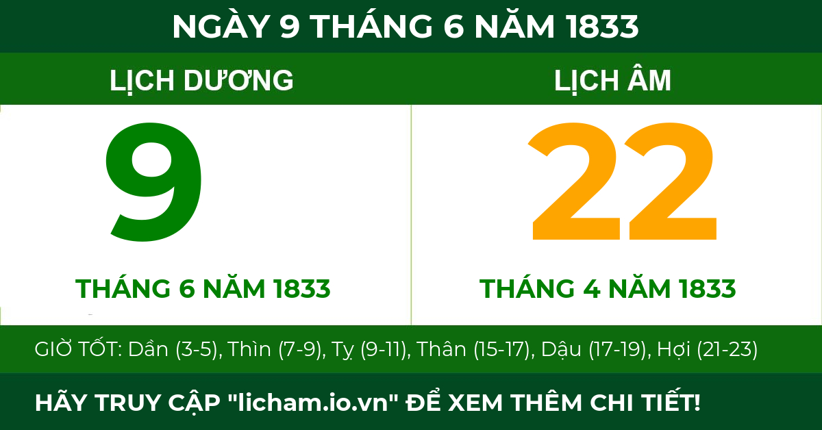lịch âm ngày 9 tháng 6 năm 1833