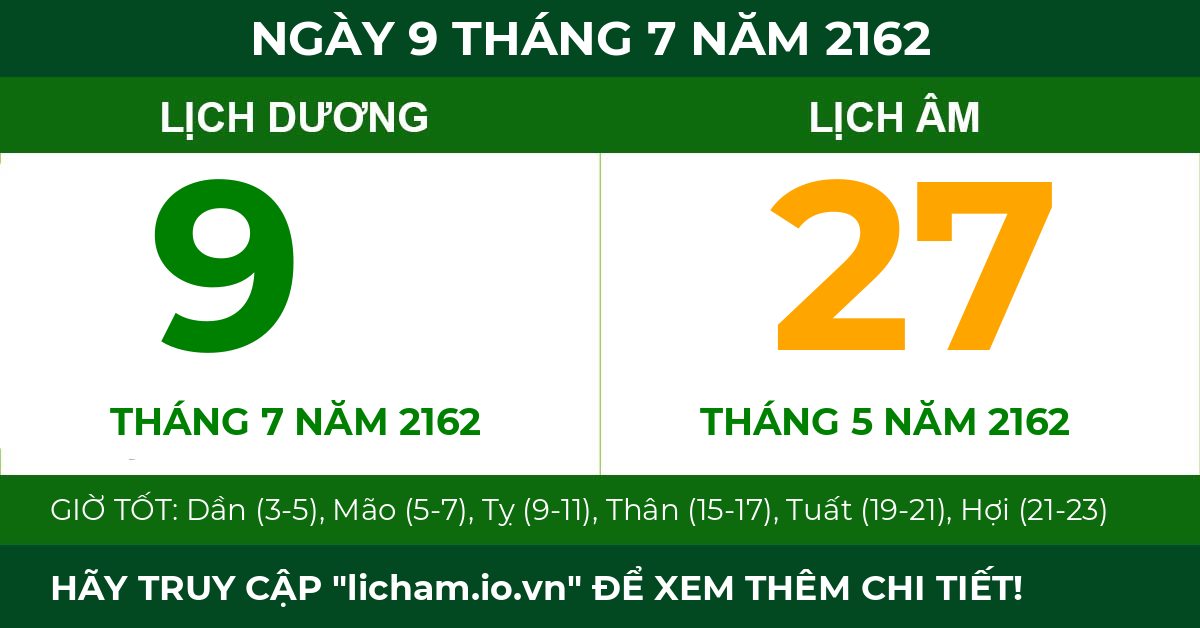 lịch âm ngày 9 tháng 7 năm 2162