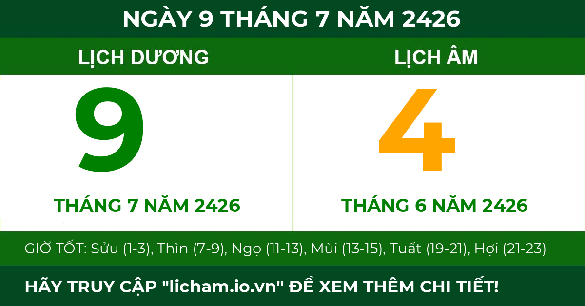 lịch âm ngày 9 tháng 7 năm 2426
